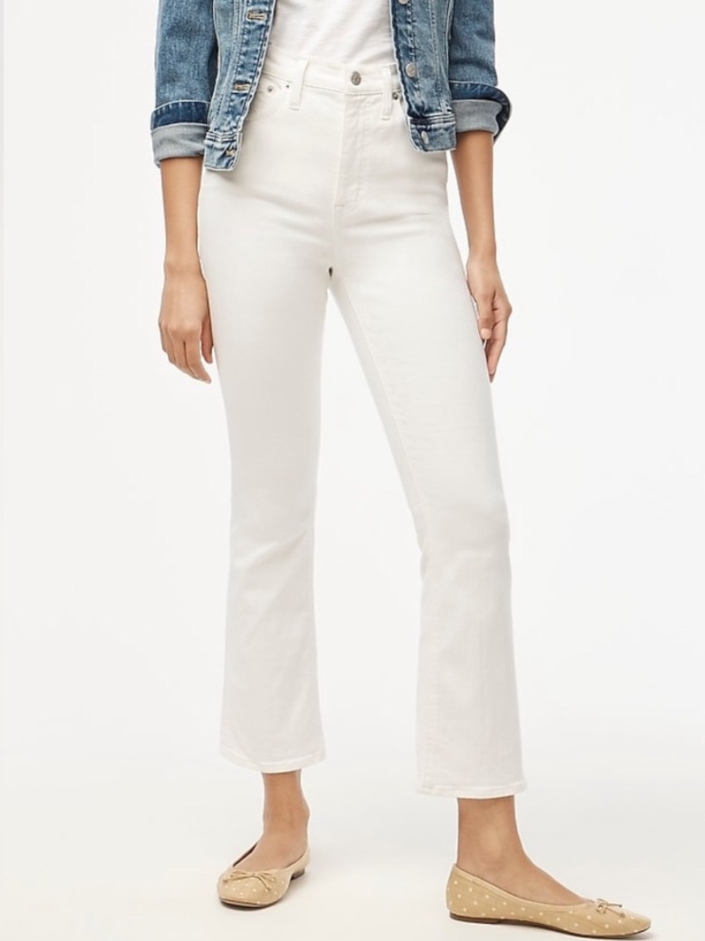 J Crew Fac NWT Flare Crop High Rise Jeans Size 25 White in Signature Stretch